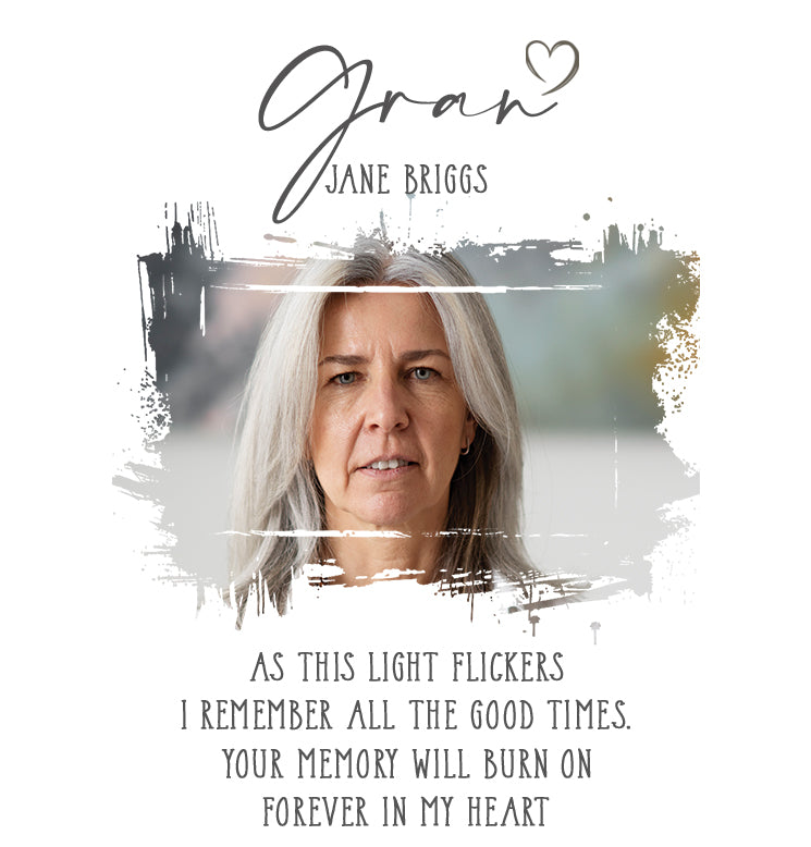 Memorial Gran Tea Light Holder Bereavement Sympathy Gift With Photo