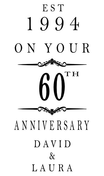Personalised Wooden Wine or Champagne Box 60th Anniversary Celebration