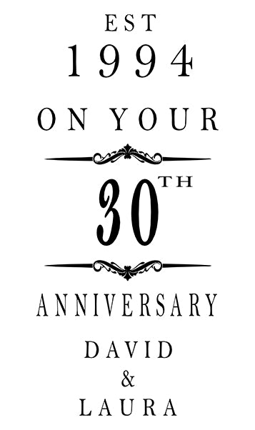Personalised Wooden Wine or Champagne Box 30th Anniversary Celebration