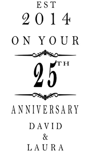 Personalised Wooden Wine or Champagne Box 25th Anniversary Celebration
