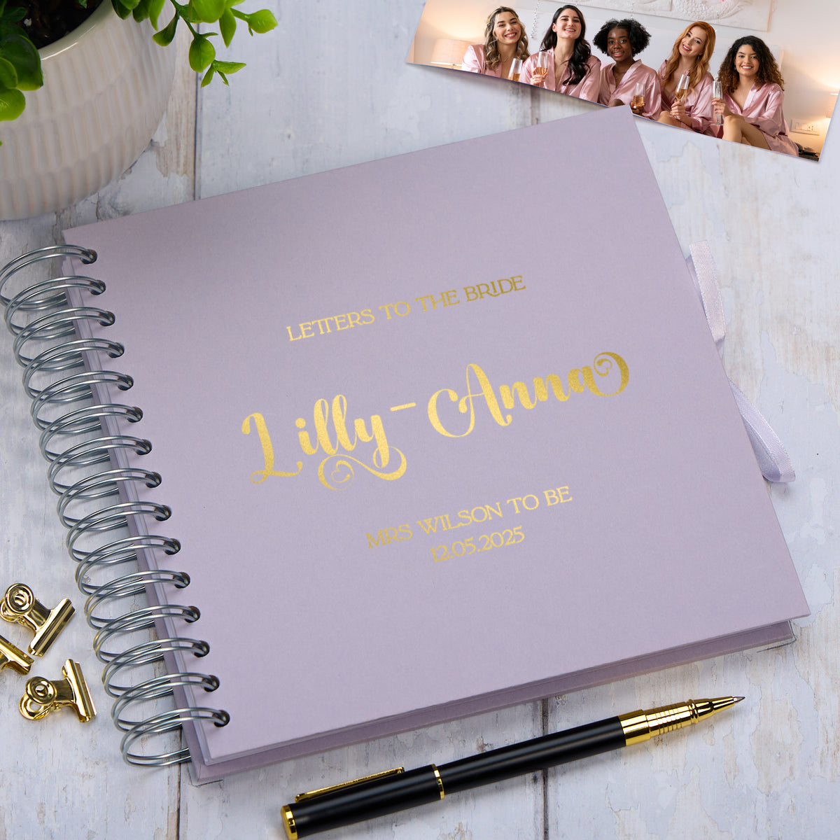 Personalised Elegant Letters To The Bride, Bridal Shower Memory Scrapbook Custom Bride-to-Be Gift, Hen Party Keepsake Album