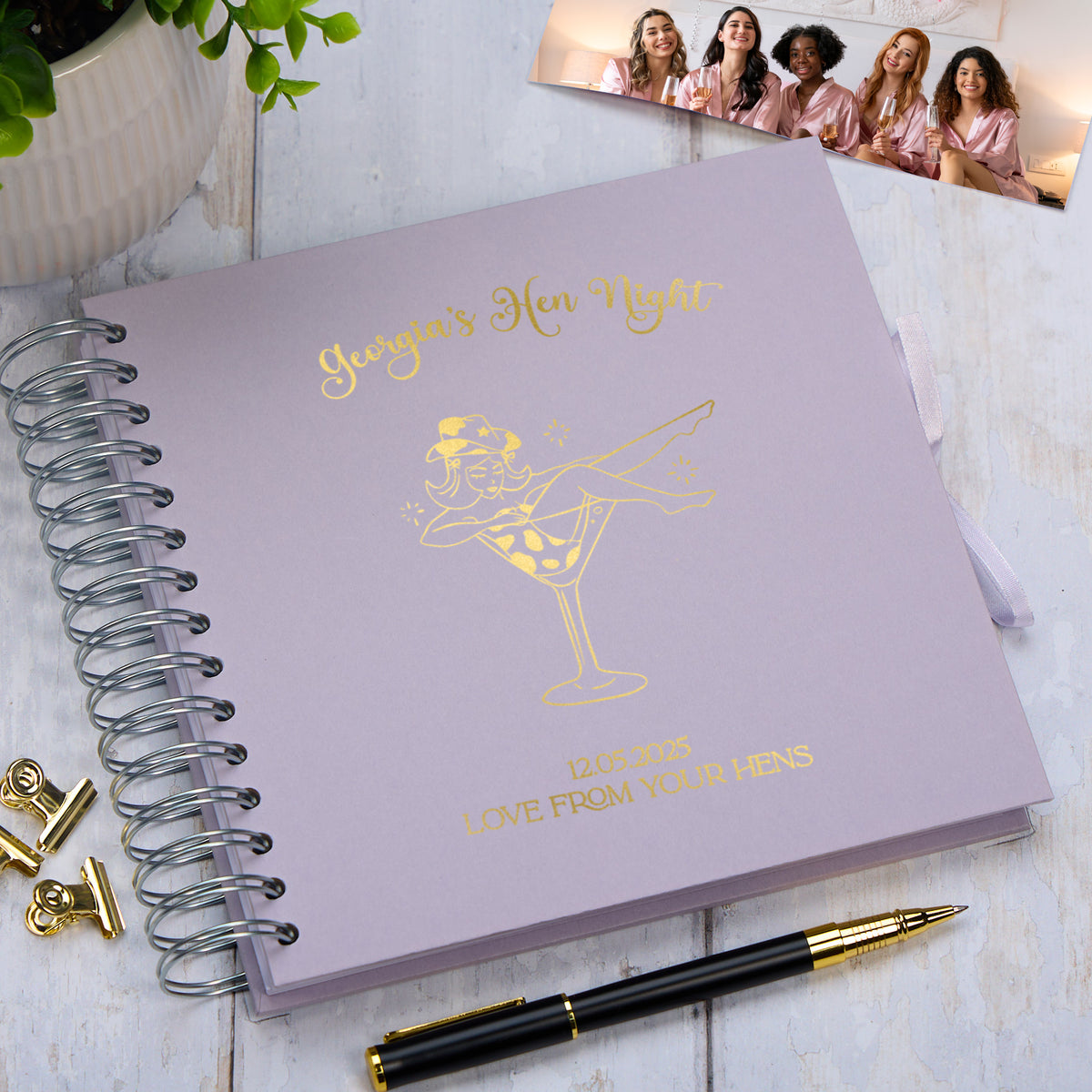 Personalised Girl in Glass Hen Night Memory Book Hen Party Scrapbook Album