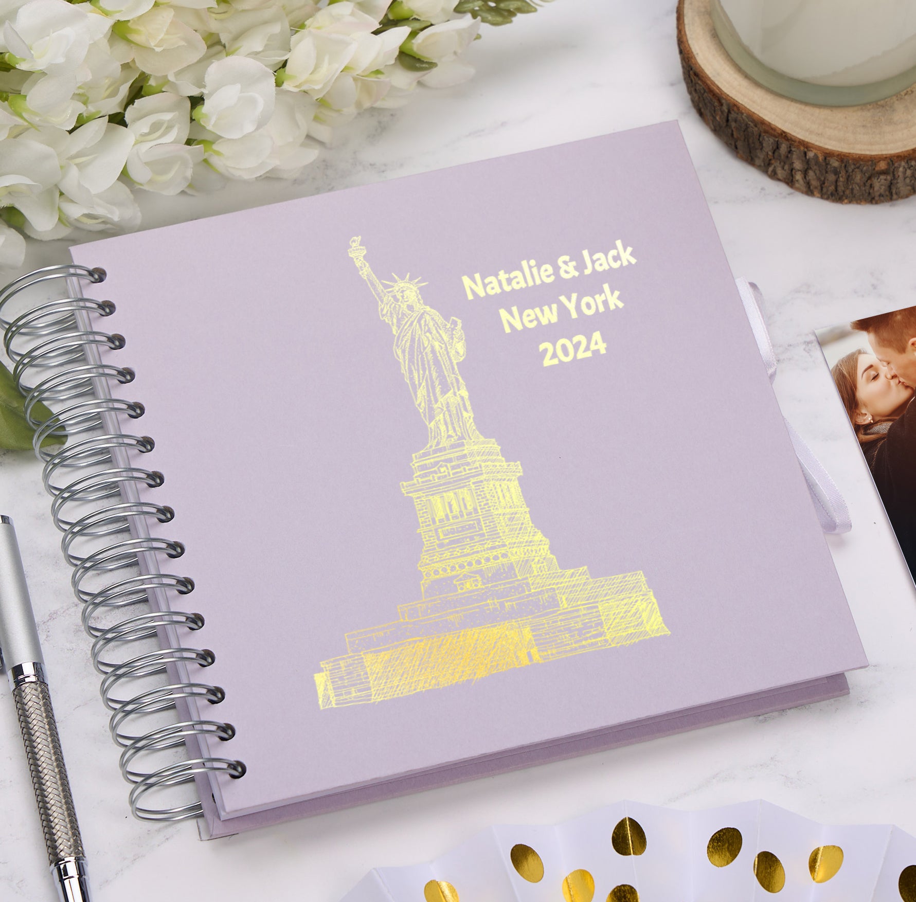 Personalised New York Keepsake Multiple Colour Scrapbook Photo Album Foil Print