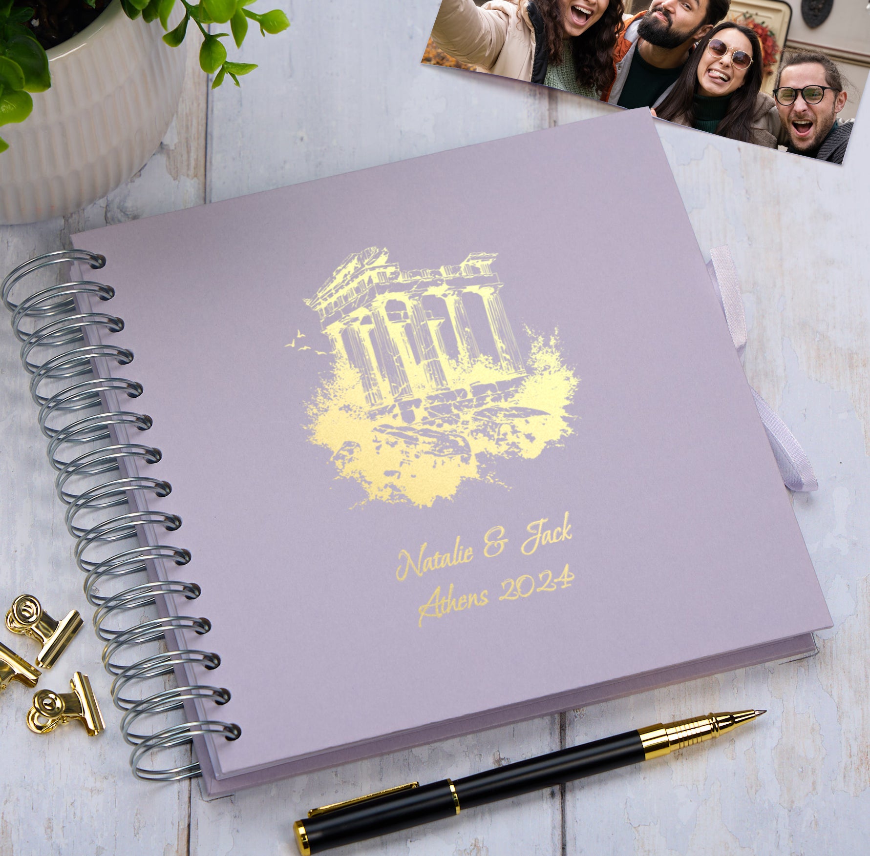 Personalised Athens Keepsake Multiple Colour Scrapbook Photo Album Foil Print