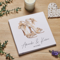 Personalised Large Wedding Photo Album Linen Cover Bridal Shoe Design