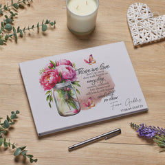 Personalised Large Funeral Memory Book For Condolence & Memorial With Jar