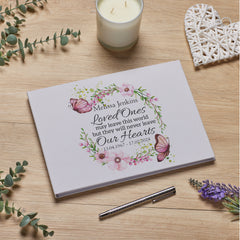 Personalised Large Funeral Book For Condolence & Memorial With Butterflies