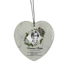 Large Hanging Ceramic Heart Christmas Memorial Decoration-Mum
