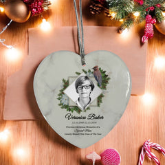Large Hanging Ceramic Heart Christmas Memorial Decoration-Mum