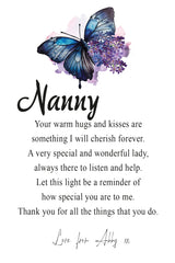 Personalised Nanny Gift Beautiful Night Lamp With Wood Base and Sentiment