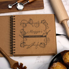 Personalised Recipe Book, Cook Book, Bakers Brown Vintage Gift