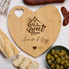 Personalised New Home Gift Engraved Heart Chopping Board With Names