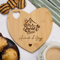 Personalised New Home Gift Engraved Heart Chopping Board With Names