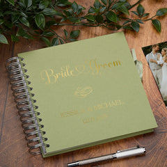 Custom Bride & Groom Guest Book, Personalised Scrapbook Album Memory Book Gift Ring Design Keepsake Album