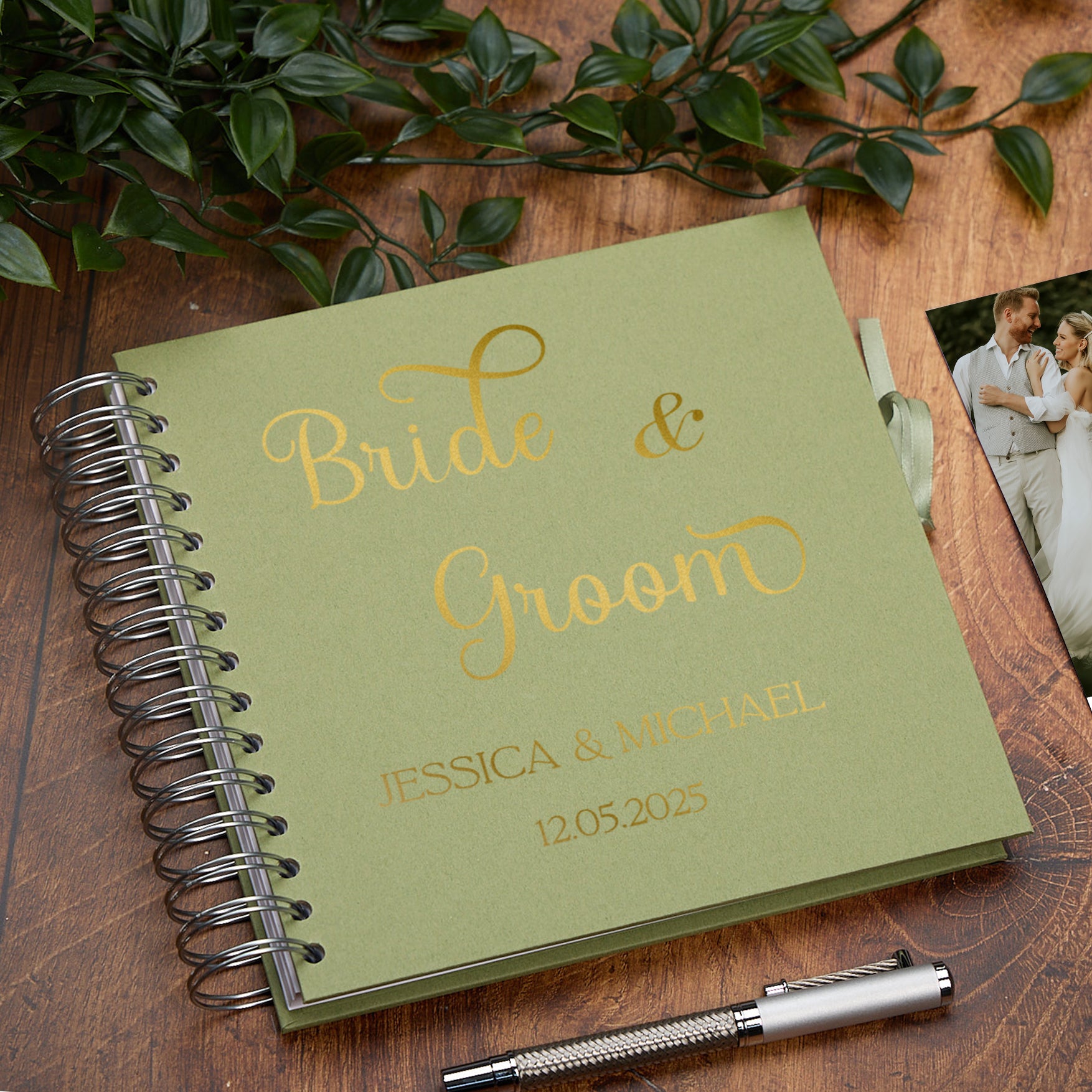 Personalised Bride & Groom Guest Book, Custom Elegant Scrapbook Keepsake Album Memory Book