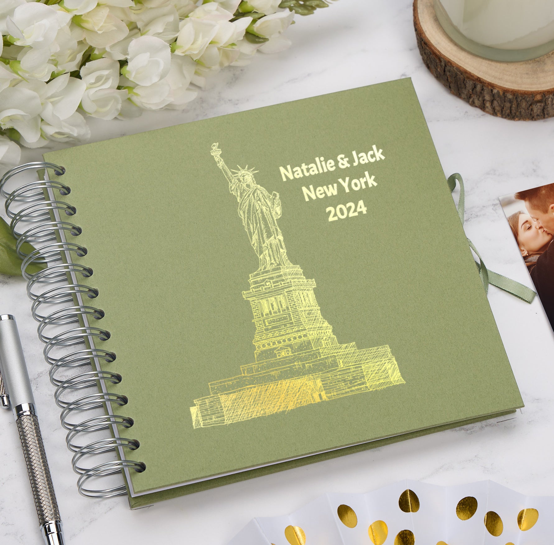 Personalised New York Keepsake Multiple Colour Scrapbook Photo Album Foil Print