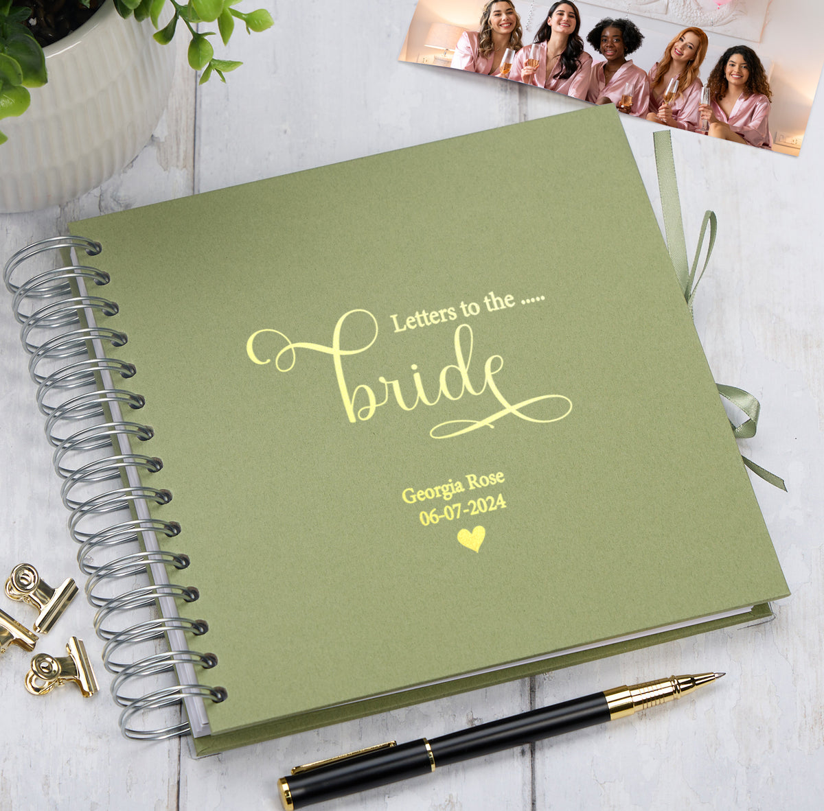 Personalised Letters To The Bride Multiple Colours Scrapbook or Photo Album Gift Scrapbook ukgiftstoreonline Olive