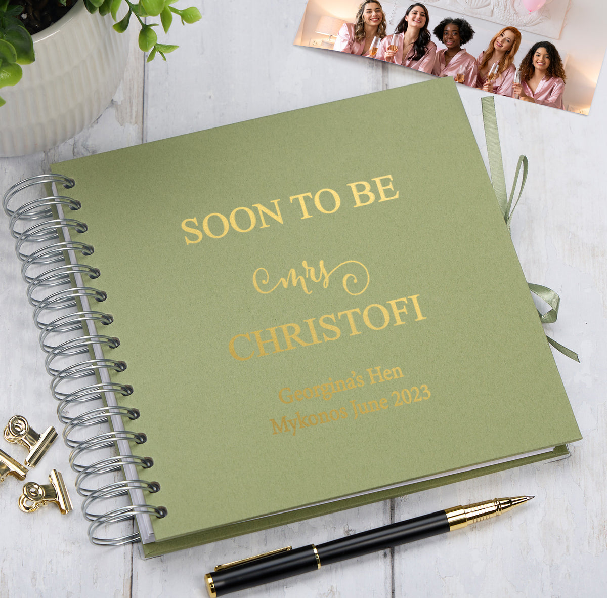 Personalised Soon To Be MRS Multiple Colour Hen Night Do Guest Book Scrapbook Photo Album Scrapbook ukgiftstoreonline Olive