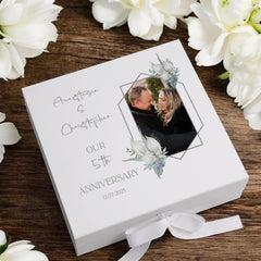 Personalised Custom Photo 5th Anniversary Keepsake Box Wedding Day Memory Gifts Married-Engaged Couple Gift