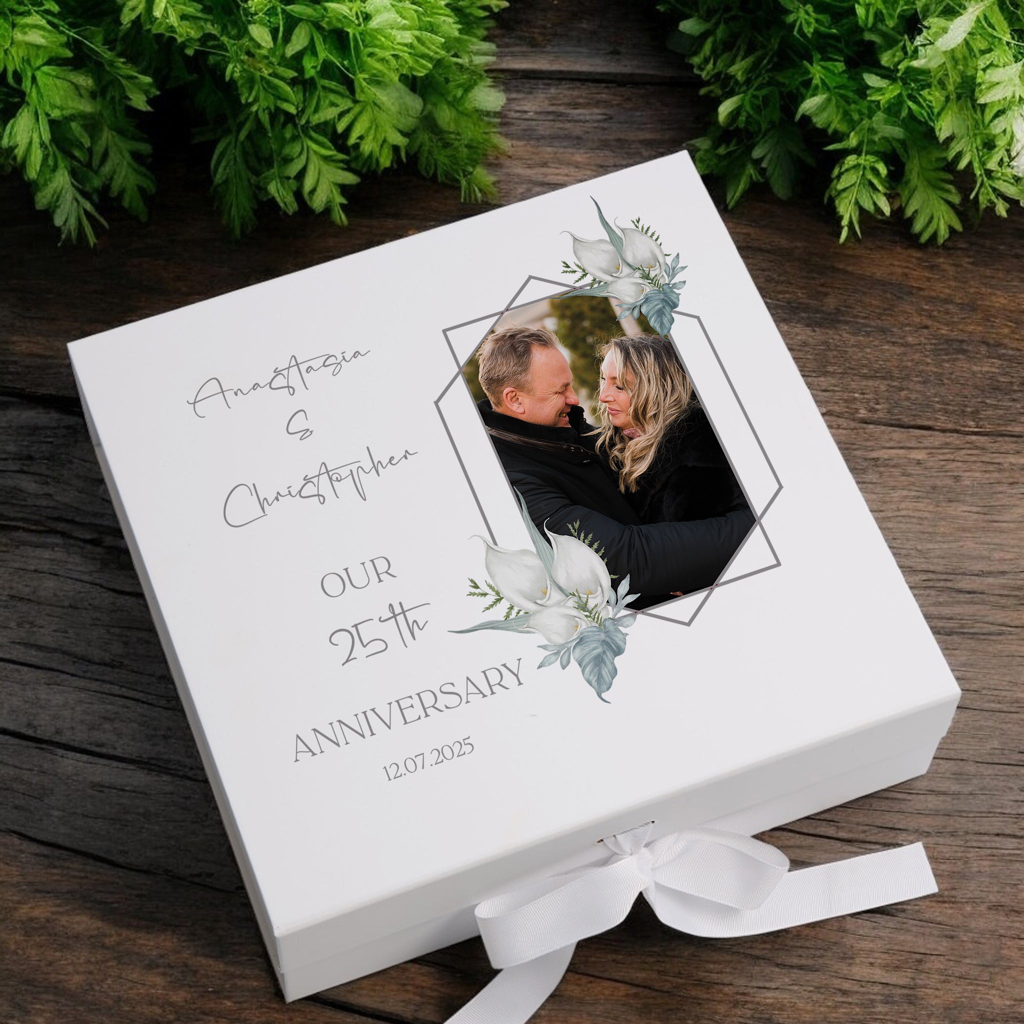 Personalised Custom Photo 25th Anniversary Keepsake Box Wedding Day Memory Gifts Married-Engaged Couple Gift