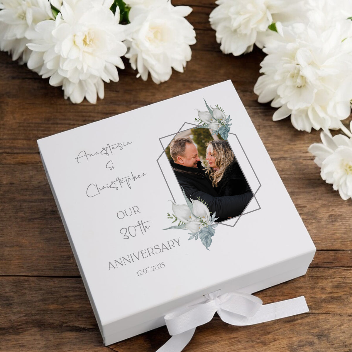 Personalised Custom Photo 30th Anniversary Keepsake Box Wedding Day Memory Gifts Married-Engaged Couple Gift