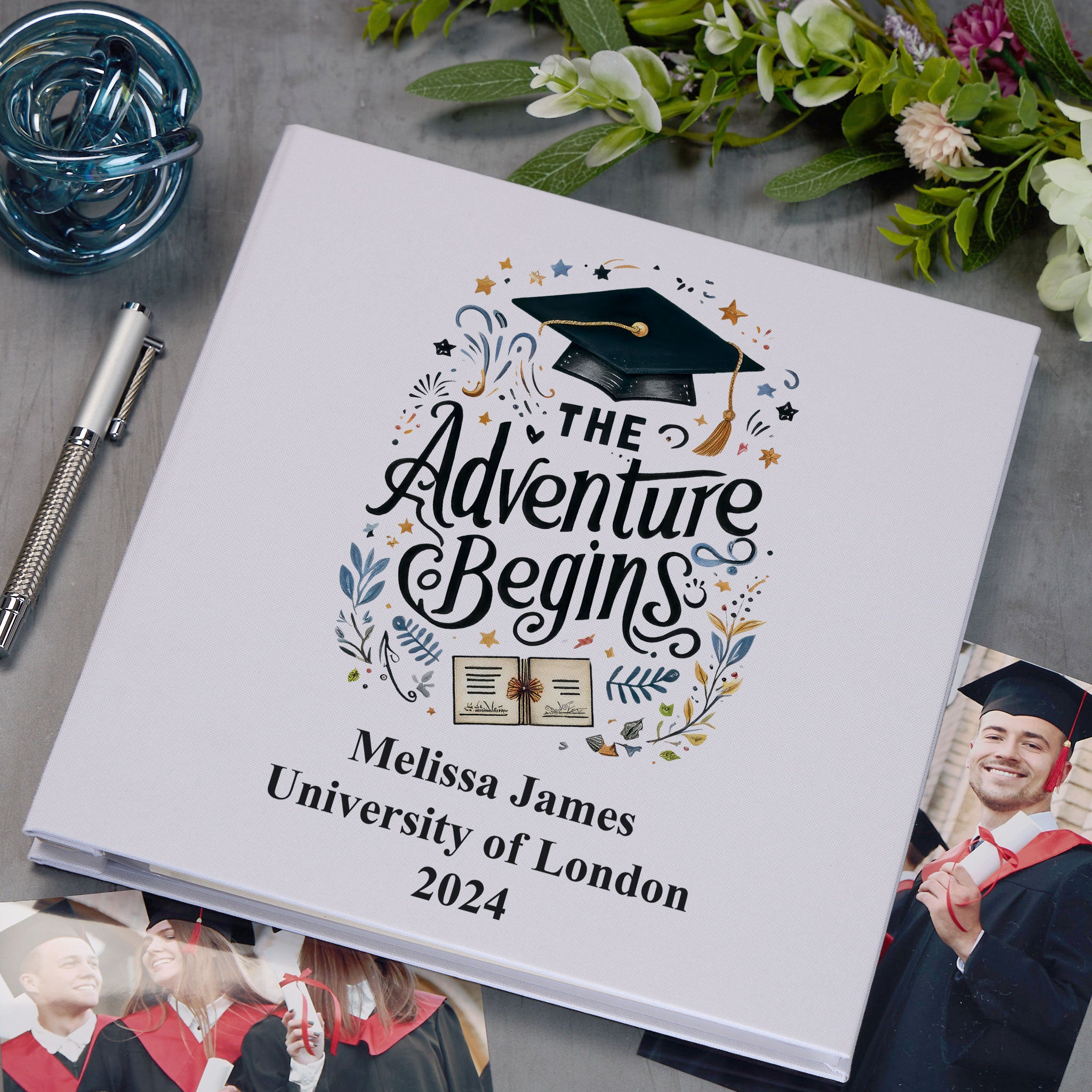 Graduation Abuk Personalised Graduation Photo Album With Linen Cover Adventure Begins ...