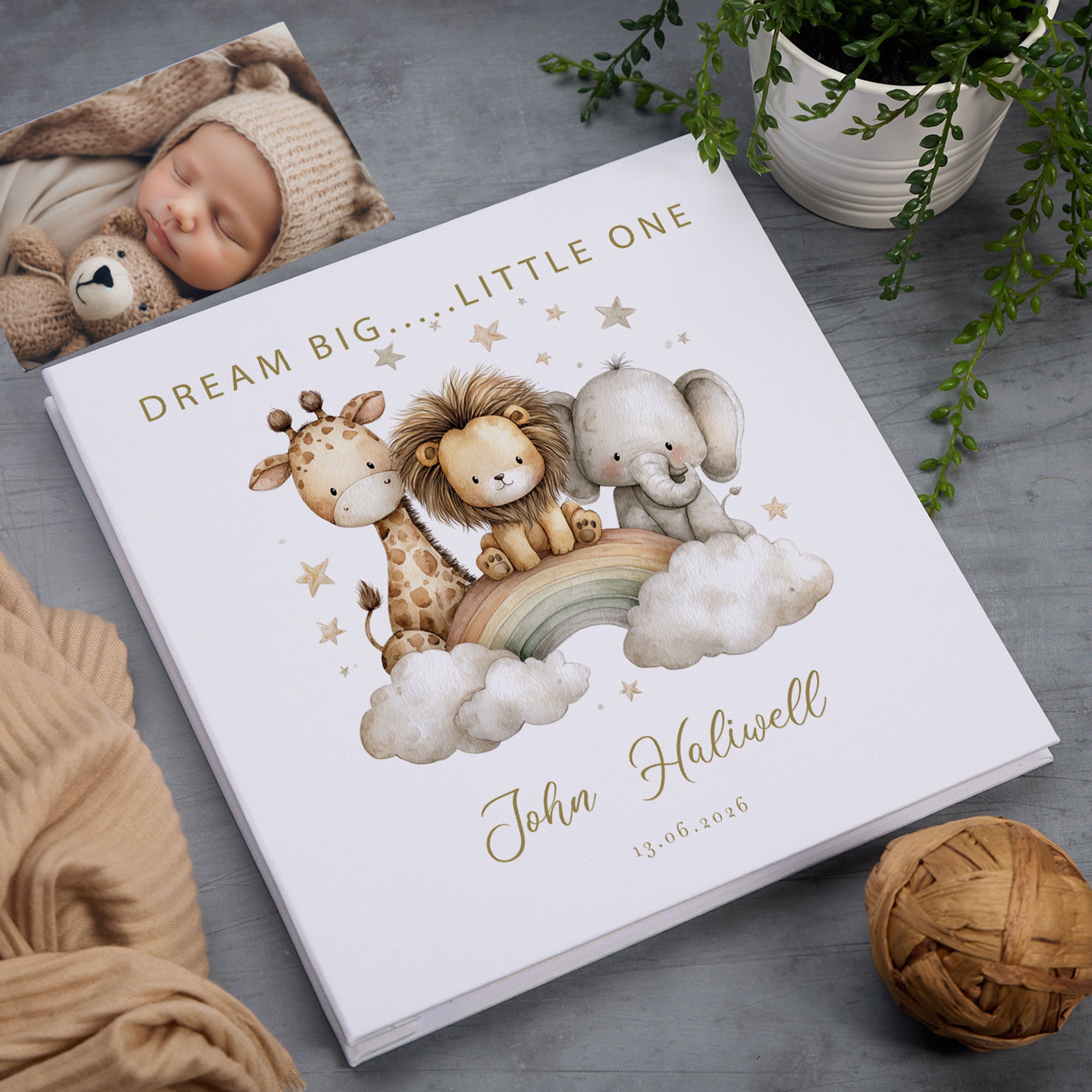Personalised Dream Big Little One Self-Adhesive Linen Photo Album Memory Book Linen Photo Album ukgiftstoreonline