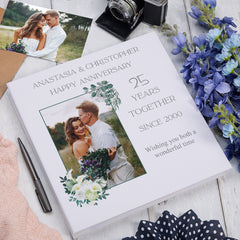 Personalised 25 Years Together Large Linen Photo Album Custom Photos Memory Keepsake Album Anniversary Couple Gift