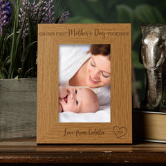 Wooden Personalised On Our First Mothers Day Portrait Picture Photo Frame