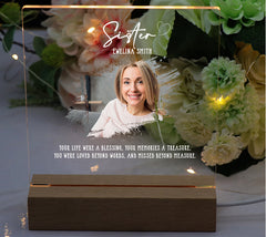 Personalised Sister Photo Memorial Lamp Night Light Condolence Sympathy Gift