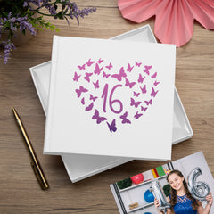 16th Birthday White Photo Album Gift With Butterflies 50 x 6x4 Photos