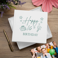 16th Birthday White Photo Album Gift For Her Or Him With Present Design