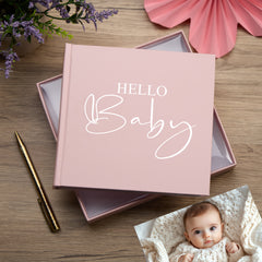 Hello Baby Photo Album For 50 x 6 by 4 Photos In Pink