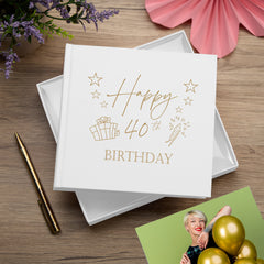 40th Birthday White Photo Album Gift For Her Or Him With Present Design