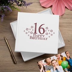 16th Birthday White Photo Album Gift For Her Or Him With Star Design