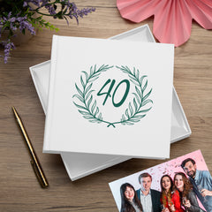40th Birthday White Photo Album Gift For Her Or Him With Laurel Wreath Pack of 5 Wholesale Trade