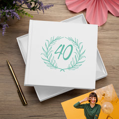 40th Birthday White Photo Album Gift For Her Or Him With Laurel Wreath Pack of 5 Wholesale Trade