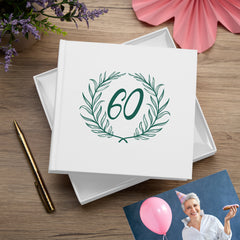 60th Birthday White Photo Album Gift For Her Or Him With Laurel Wreath