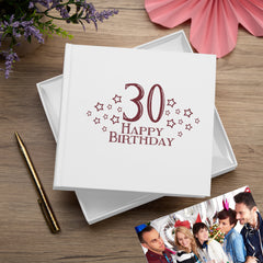 30th Birthday White Photo Album Gift For Her Or Him With Star Design