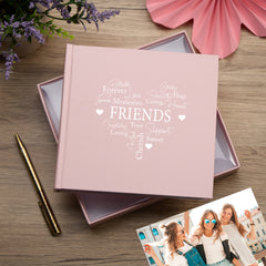 Friends Word Heart Pink  Photo Album Gift For 50 x 6"x4"