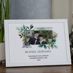 Personalised Elegant Graduation Photo Frame With Custom Photo Beautiful Leaves Design