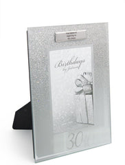 Personalised 30th Birthday Photo Frame Silver Glitter Gift Birthday Photo Frame ukgiftstoreonline