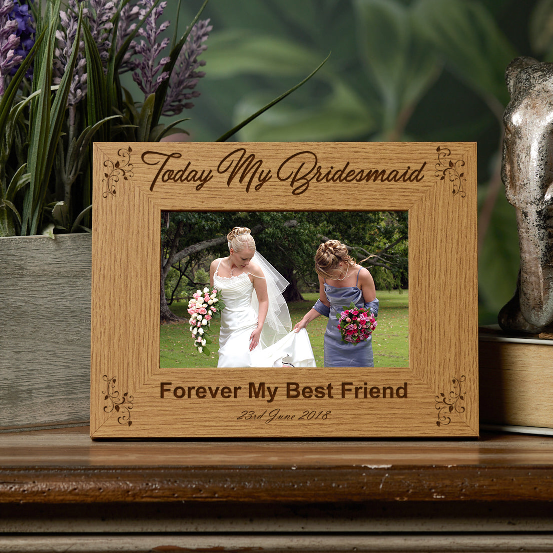 Personalised Bridesmaid Wooden Photo Frame Wedding Gift wedding photo frame ukgiftstoreonline 4 x 6 Inch
