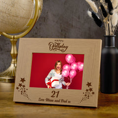 Personalised Happy Birthday Wooden Photo Frame Gift Any Age 1st, 13th, 16th, 18th, 21st, 30th, 40th, 50th, 60th, 70th, 80th, 90th etc