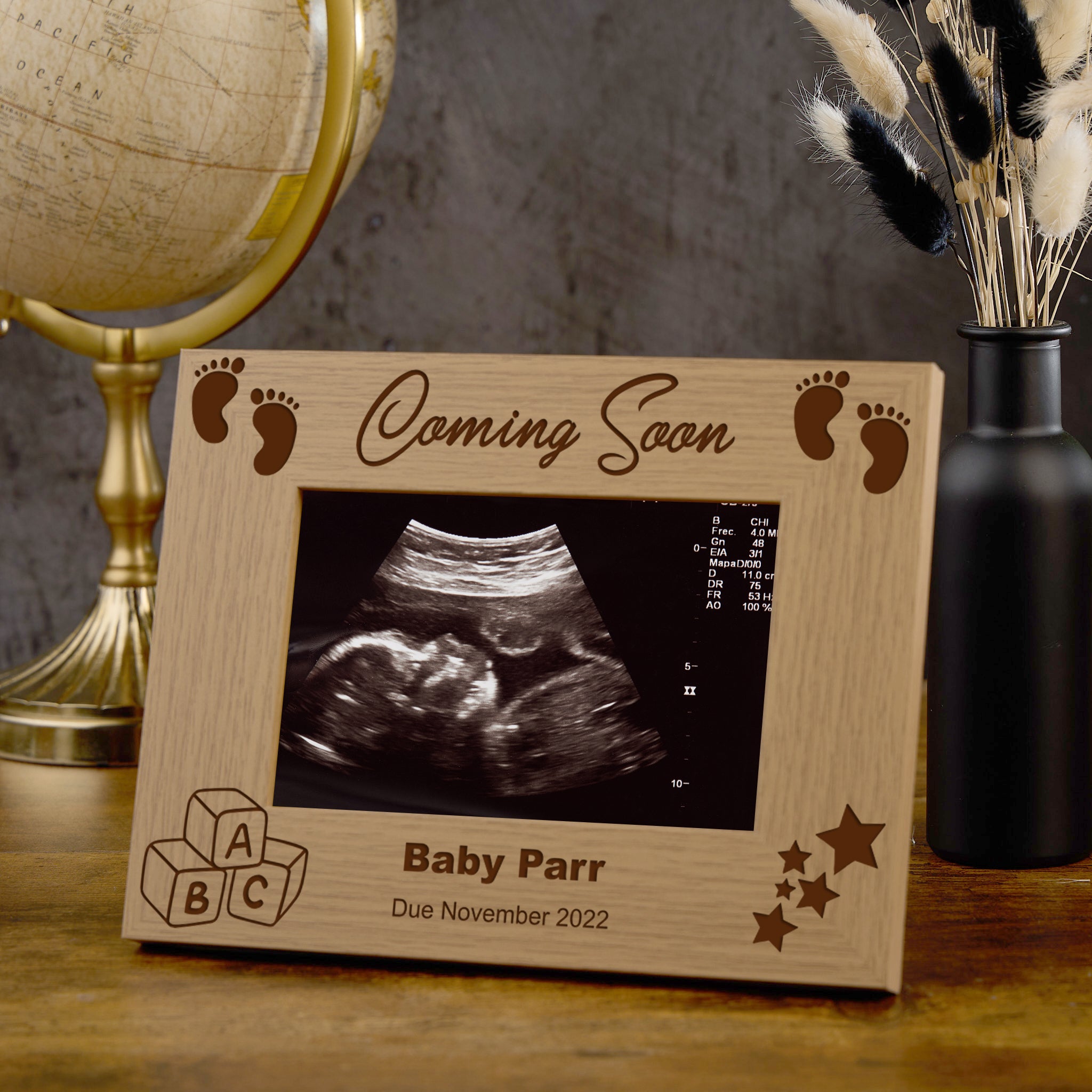Personalised Pregnancy Announcement Wooden Baby Scan Photo Frame Gift Baby Photo Frame ukgiftstoreonline