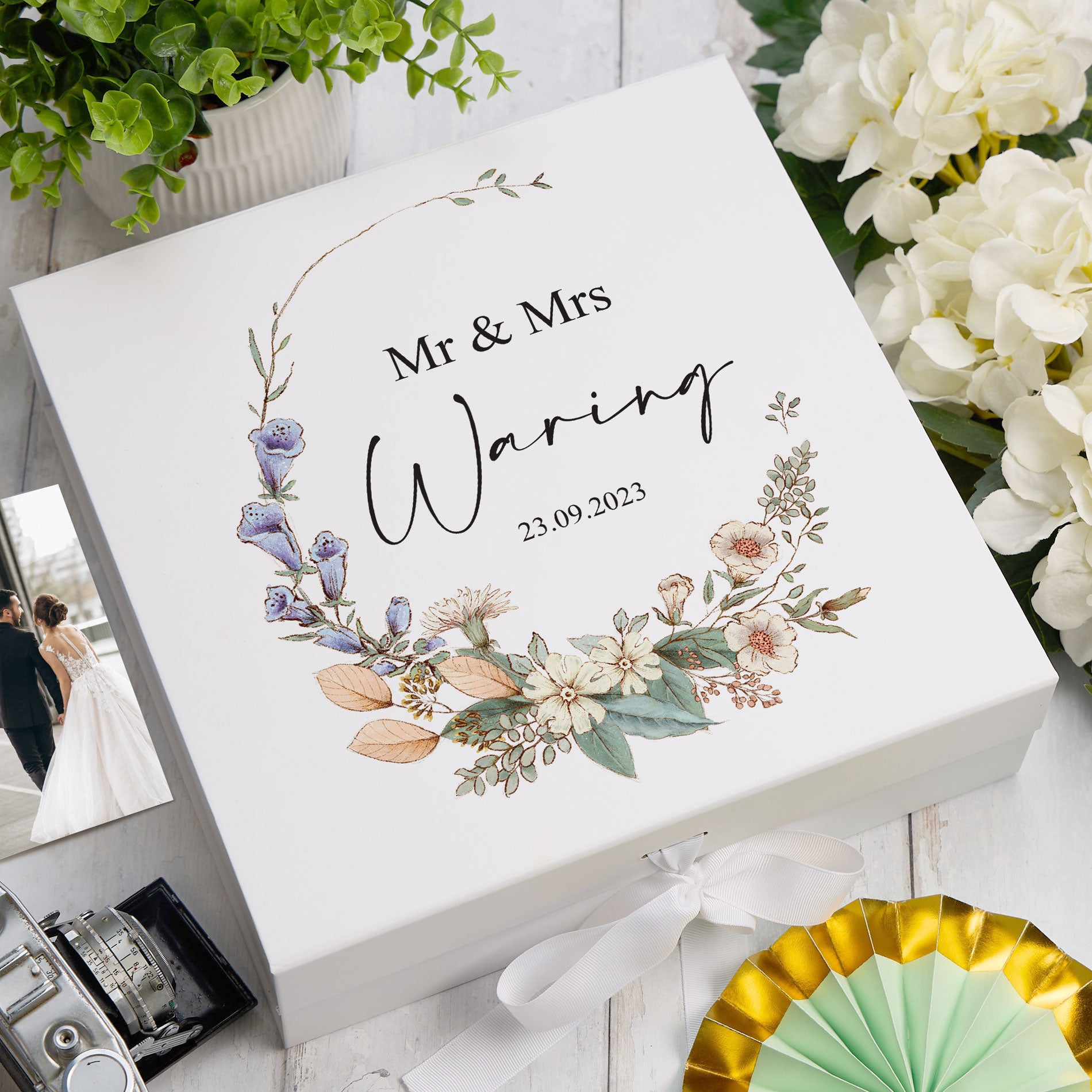 Wedding Day Gift Personalised Keepsake Memory Box With Wildflowers Keepsake Wedding Memory box ukgiftstoreonline