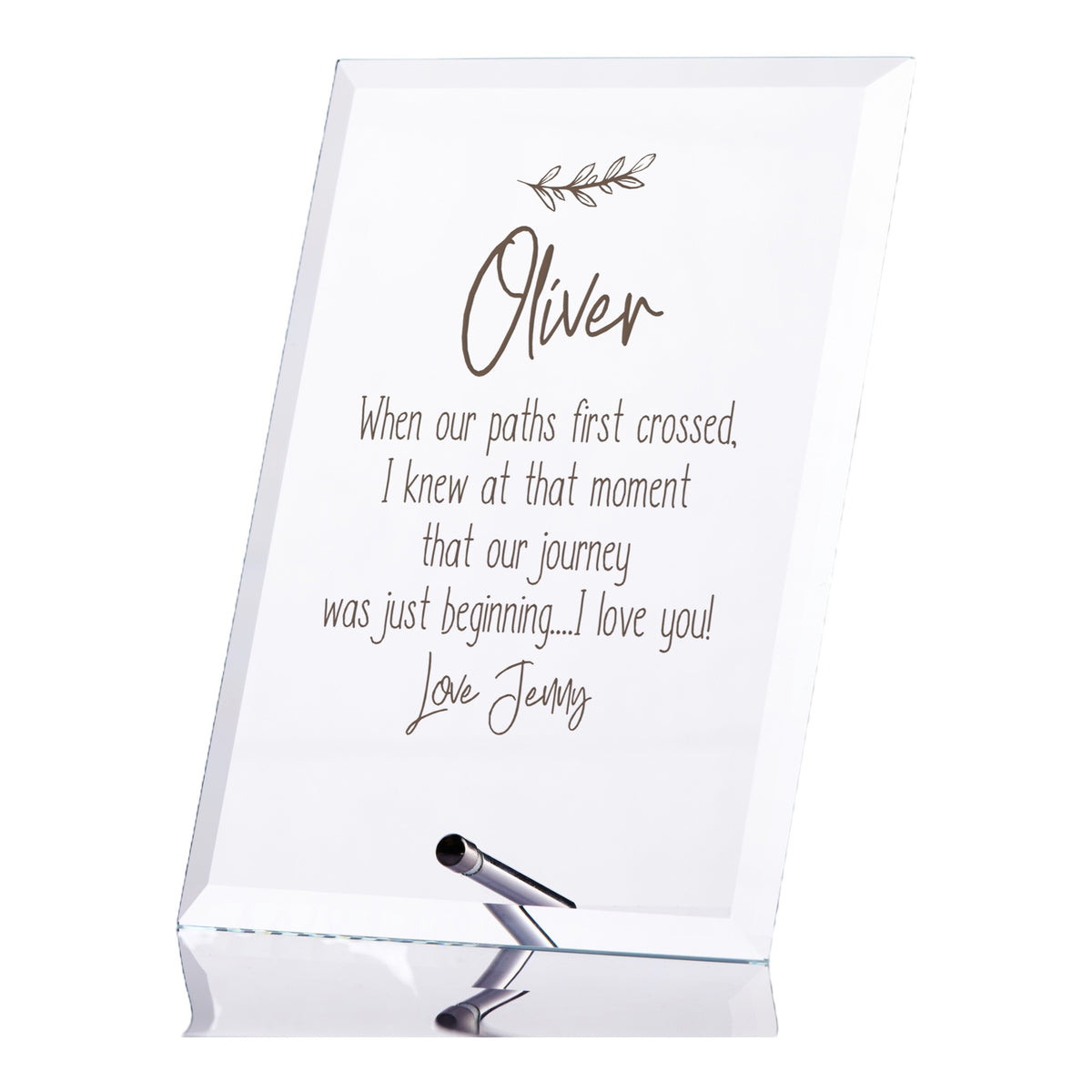 Personalised Love Anniversary or Valentines Engraved Glass Plaque Gift