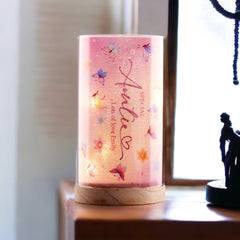 Personalised Auntie Gift Butterfly Lamp With Wood Base LED Night Light