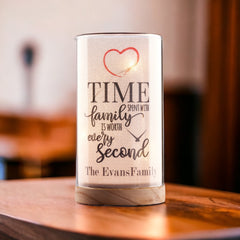 Personalised Family Time Spent Sentiment Lamp With Wood Base Night Light