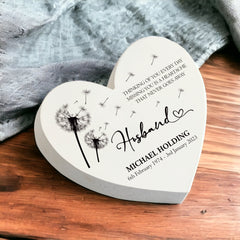 Personalised Husband Graveside Heart Remembrance Plaque Ornament